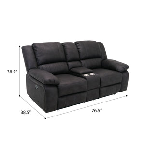 English Elm Wallace & Bay - Black Reclining Console Loveseat - Contemporary Black Licorice Fabric, Easy-Care, Space-Smart Comfort B361P384413