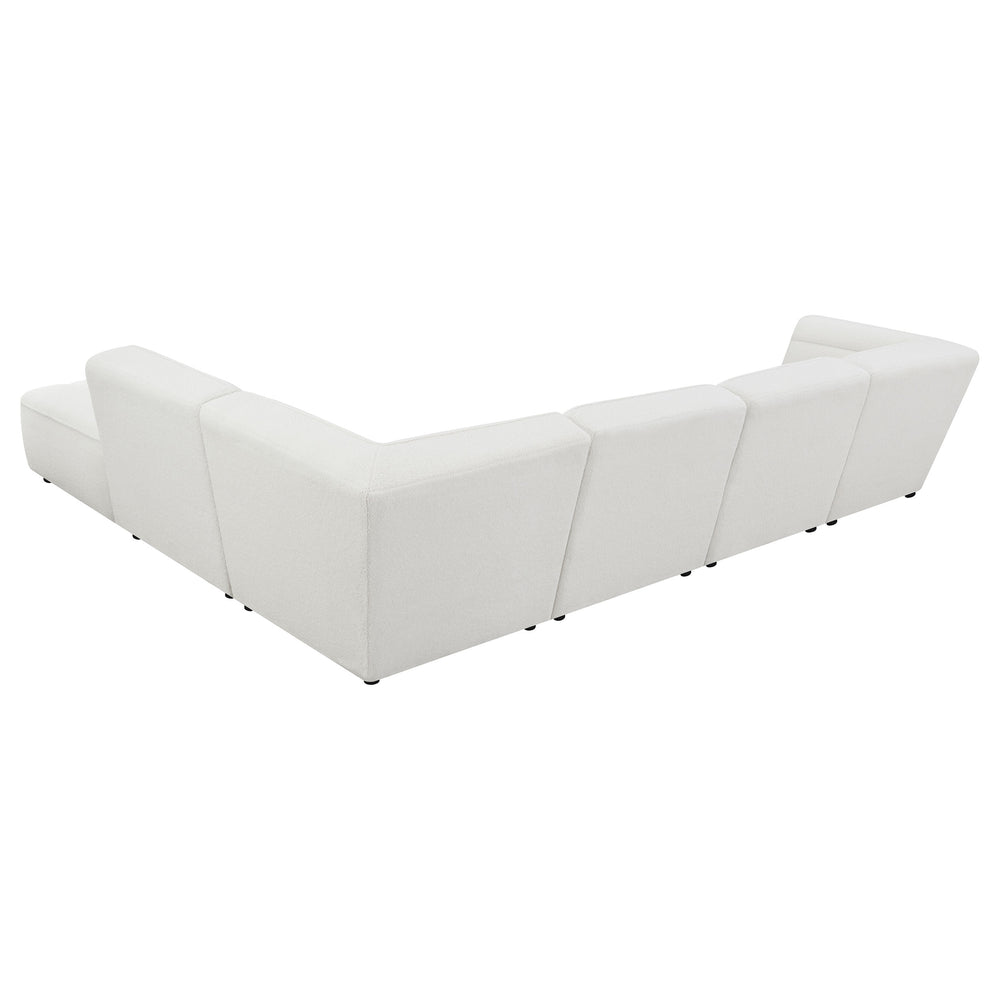 English Elm Nevve Low-Profile 6-Piece Tufted Sectional Sofa in Ivory Faux Sheepskin — Modular, Cozy, Chic Design B062S00990