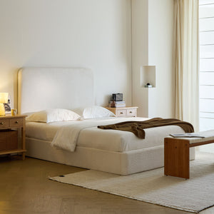 English Elm Canter Upholstered Bed - 52" Tall Headboard In Pearl White Chenille - Stylish, Easy Assembly & No Box Spring! B083P373033