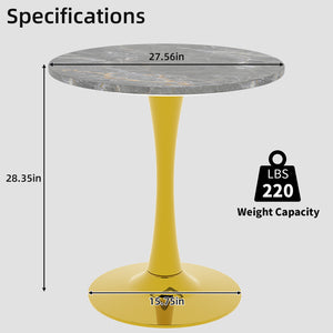 English Elm Marble-Top Round Side Table With Gold Pedestal Base - Modern Minimalist Accent For Any Space W1935P353526