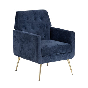 Crestview Collection Modern Accent Chair - Stylish Upholstered Furniture With Button Tufting And Gold Legs For Any Room Navy Polyester Evfzr4352cnvy