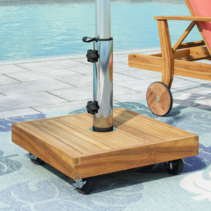 English Elm Christopher Knight Home® - RALPH Teak Square Umbrella Base – 40 lb Concrete & Acacia Wood, Stainless Tube, Fits 1.57–1.77" Poles 71822.00