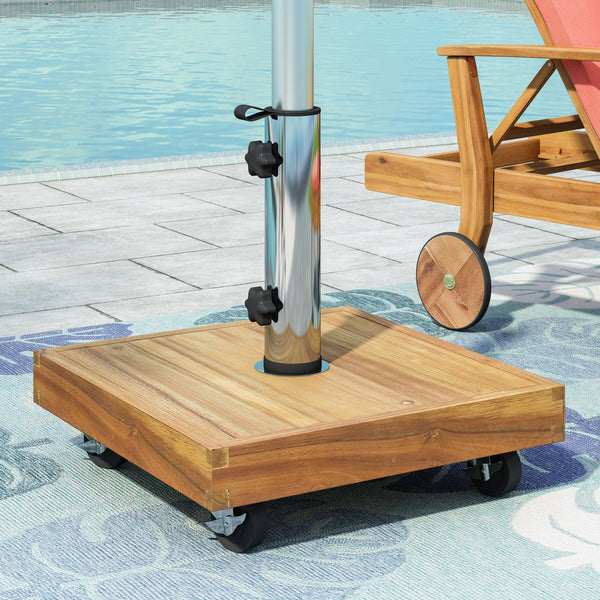 English Elm Christopher Knight Home® - RALPH Teak Square Umbrella Base – 40 lb Concrete & Acacia Wood, Stainless Tube, Fits 1.57–1.77" Poles 71822.00