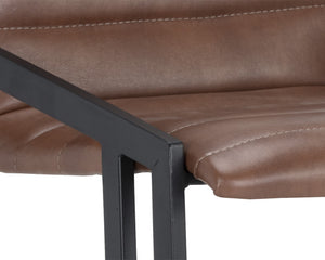 Sunpan Webber Industrial Chic Barstools - Set of 2 with Tufted Faux Leather and Exposed Steel Frame Bravo Cognac