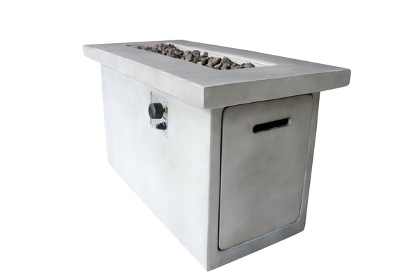 English Elm 24'' Concrete Propane/Natural Gas Outdoor Fire Pit Table with 50,000 BTU, Stainless Steel Burner, Weather-Resistant Gray B120P247439