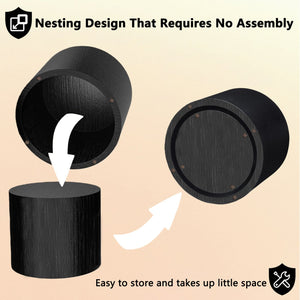 English Elm Nesting Round Coffee Tables Set of 2 Mdf Modern Matte Black for Small Living Spaces W3204P390985