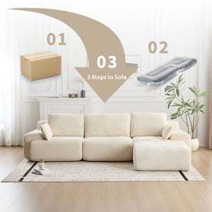 English Elm Modern Memory Foam Compressed Sofa — Pet-Friendly Corduroy Modular Sectional, Cloud-Like Comfort, No Assembly Beige W3723S00013