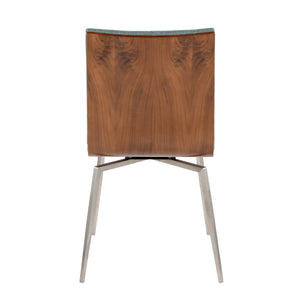 English Elm Contemporary Tufted Swivel Dining Chairs Walnut Wood and Steel Set of 2 B202P223608