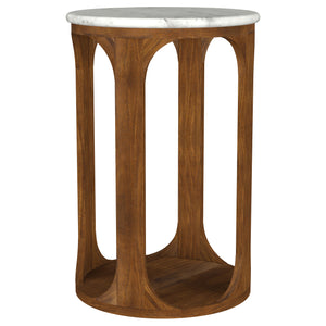 English Elm Eaton Round Marble Top Side Table with Solid Mango Wood Base for Living Room B062P440317
