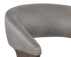 Sunpan Leonce Mid-Century Modern Office Chair with Faux Leather, Walnut Arms & Gold Stainless Steel Base