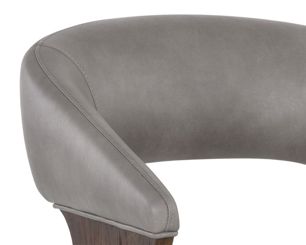 Sunpan Leonce Mid-Century Modern Office Chair with Faux Leather, Walnut Arms & Gold Stainless Steel Base