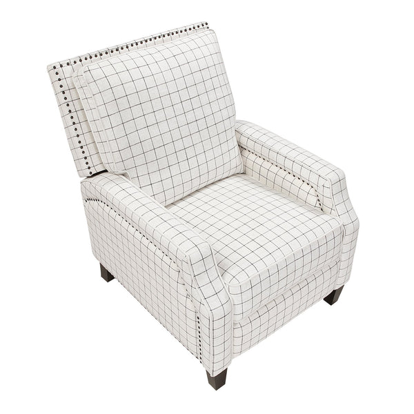 English Elm Push Push-back Recliner Chair Off-White Self-Reclining 300lb Capacity Nailhead Trim Cozy Seat B011P359598