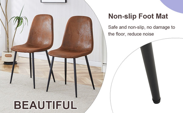 English Elm Table And Chair Set - Modern Extendable Round-To-Oval Dining Table With 4 Plush Suede Chairs For Comfort W1151S04100-GIGA