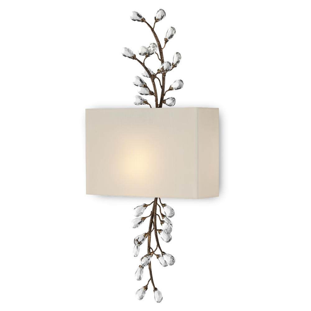 Crystal Bud Wall Sconce - Elegant Faceted Crystals and Rust-Colored Metal Shade for Timeless Decor