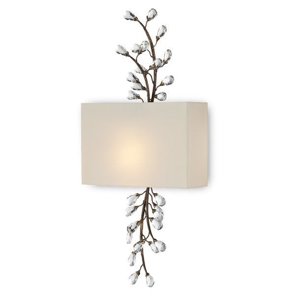 Crystal Bud Wall Sconce - Elegant Faceted Crystals and Rust-Colored Metal Shade for Timeless Decor