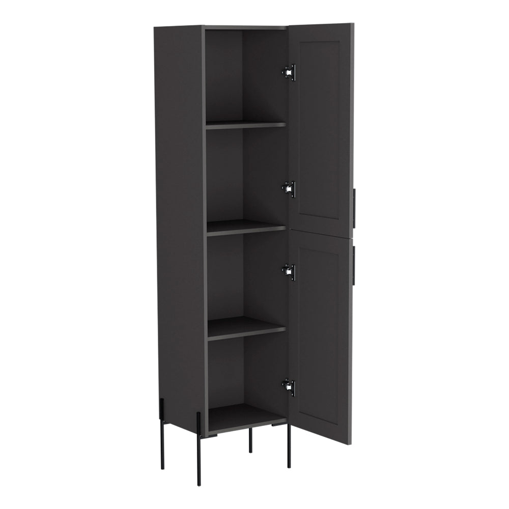 English Elm Linen Cabinet Hopewell Matte Gray - Spacious Engineered Wood Bath Storage, Metal Handles & Legs, Durable Design B092P238716