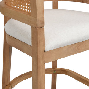 English Elm Christopher Knight Home® - Wood Upholstered Arm Counter Stools Set Of 2 - Beige & Natural Oak, Stylish & Comfortable Design N771P265580Q