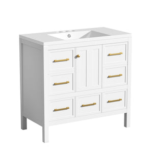 English Elm 72'' Elegant Freestanding Bathroom Vanity Set With Resin Sink, Soft-Closing Drawers & Ample Storage N710SS00012K