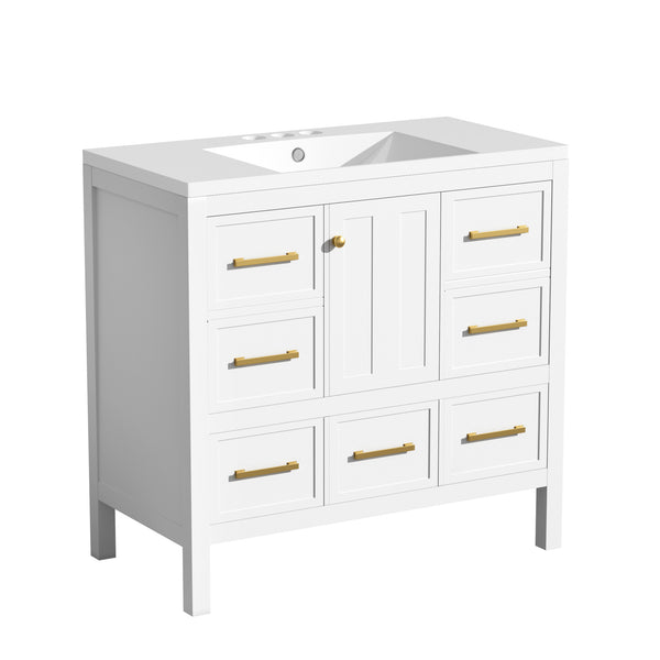 English Elm 72'' Elegant Freestanding Bathroom Vanity Set With Resin Sink, Soft-Closing Drawers & Ample Storage N710SS00012K