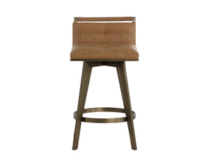 Sunpan ARIZONA Swivel Counter Stool - Art Deco Elegance in Milliken Cognac with 360° Comfort for Home & Bar 112207
