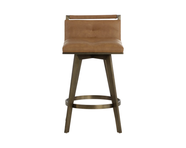 Sunpan ARIZONA Swivel Counter Stool - Art Deco Elegance in Milliken Cognac with 360° Comfort for Home & Bar 112207