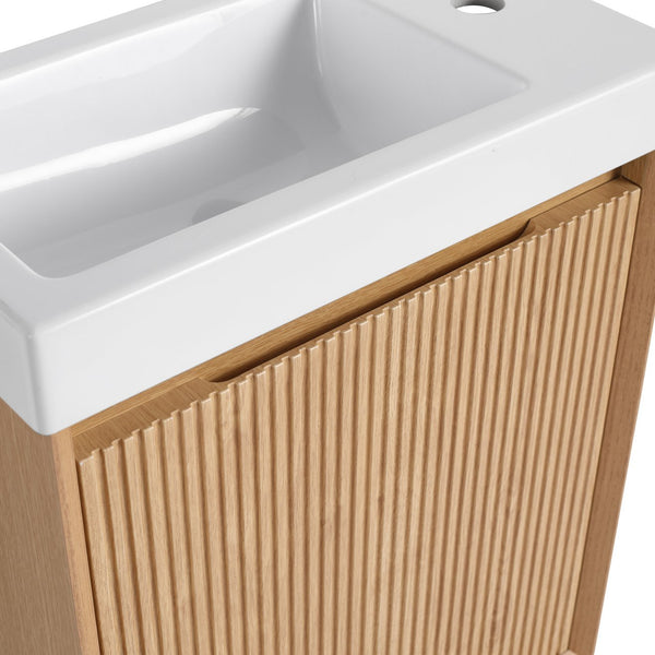English Elm 18.5" Wall-Mounted Bathroom Vanity With Resin Sink & Soft-Close Door For Smart Space-Saving Design W1972P362127