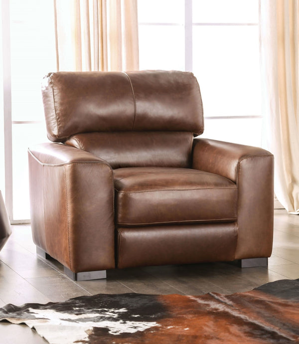 English Elm Transitional Marsicano Chair with Tight Back, Wide Track Arms, Deep Seating & High-Density Foam Support Cognac 43 L x 39 W x 40 H B2741P380790