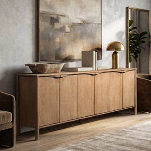 English Elm Nolan Extra Long Reclaimed Pine Six Door Sideboard Rustic Dining Room Storage B2719P489277