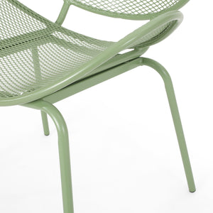 English Elm Christopher Knight Home® - ELBA Modern Mesh Shell Chat Set with Powder-Coated Iron Frame, Retro Minimal Outdoor Seating Green N775P250740G