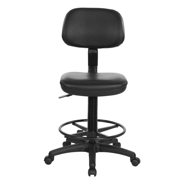 OSP Home Furnishings Sculptured Vinyl Drafting Chair Ergonomic Adjustable Seat for Lab or Tall Workstation Use DC517V