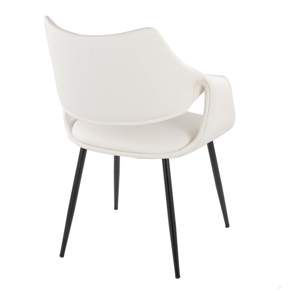 English Elm Chair Set of 2 White Faux Leather Seats with Angular Black Metal Legs Modern Dining B202P471315