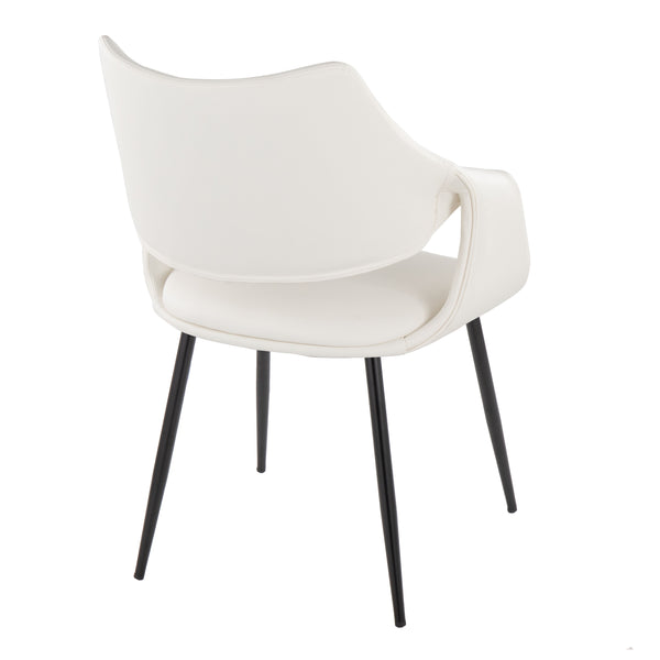 English Elm Chair Set of 2 White Faux Leather Seats with Angular Black Metal Legs Modern Dining B202P471315