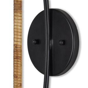 Capriole Rattan Wall Sconce - Contemporary Design with Satin Black Accents for Modern Spaces