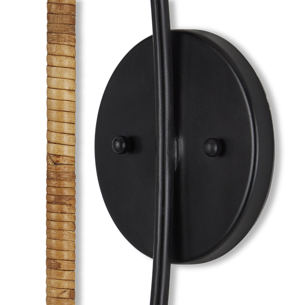 Capriole Rattan Wall Sconce - Contemporary Design with Satin Black Accents for Modern Spaces