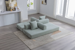 English Elm UNITED modular foldable sofa with metal frame, corduroy upholstery, side pocket & quick assembly convenience Mint Blue W1568P375643