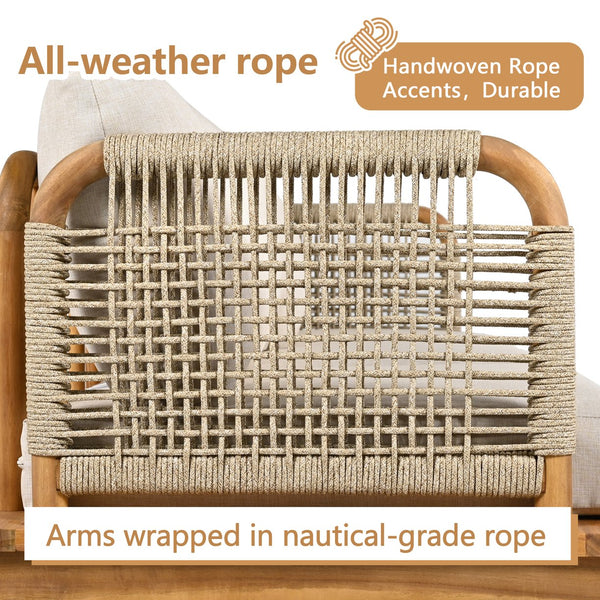 English Elm Christopher Knight Home® - Outdoor Acacia Wood Rope Club Chair Set Of 2 - Stylish & Weather-Resistant Cushions For Patios N757P242305B