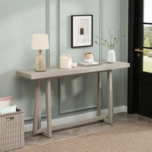 English Elm 59.84'' Console Table with Sturdy Construction and Weather-Resistant Finish for Entryway, Patio, Hallway Grey W757P246399