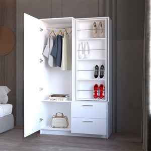 English Elm Emporia White Armoire with Dual Zone Wardrobe and Shoe Storage for Bedroom B092S00278