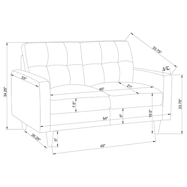 English Elm Gavito Grey Tufted Loveseat with Track Arms — Vintage-Inspired Comfort, Plush Cushions & Sleek Style B062P328607