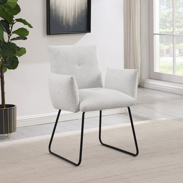 English Elm Donica Gray Upholstered Armchairs Set of 2 with Sled Base for Modern Dining Rooms B062P440061
