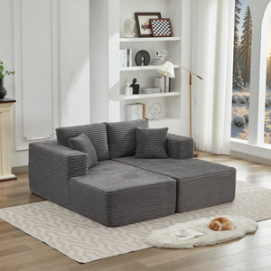 English Elm 106" Cloud Sectional Couch – Luxurious Modular Deep-Seating Sofa In Gray Corduroy, No Assembly Needed! W1143S00024