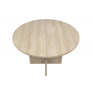 English Elm 5 Piece Round Oak Dining Set with Sculptural Base and Four Upholstered Chairs B011S01918