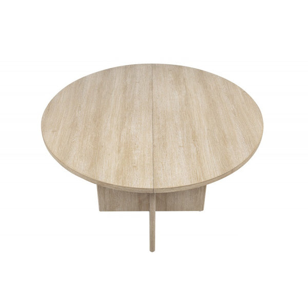 English Elm 5 Piece Round Oak Dining Set with Sculptural Base and Four Upholstered Chairs B011S01918
