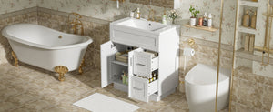 English Elm [video] 30 Inch Freestanding Bathroom Vanity with Soft Close Drawers and Resin Sink N729P396833K
