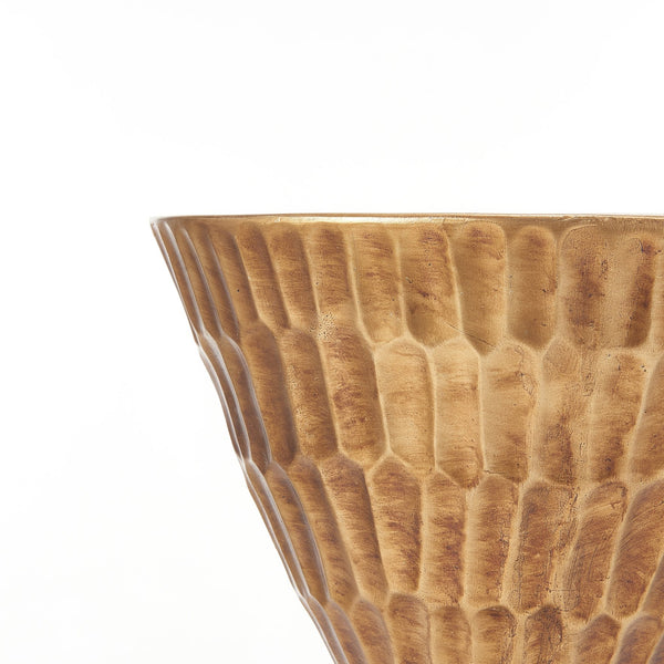 English Elm 13.78 Inch Handmade Mgo Geometric Side Table Gold Metallic Accent for Indoor Outdoor N772P390771C