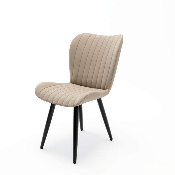 English Elm Set of 2 Armless Faux Leather Dining Chairs with Cushioned Seats and Metal Legs Cream W3316P426940