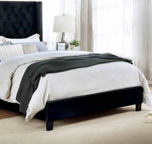English Elm Modern Wingback Eastern King Bed Velvet Upholstered Tufted Headboard Bedroom Frame B2741S00845