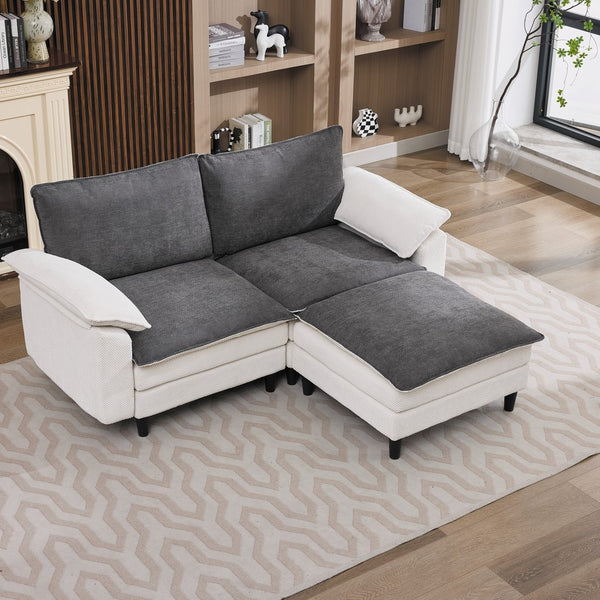 English Elm 70.87" Chenille Modular Cloud Sectional with Ottoman Deep Plush Seating for Living Rooms W5029S00001