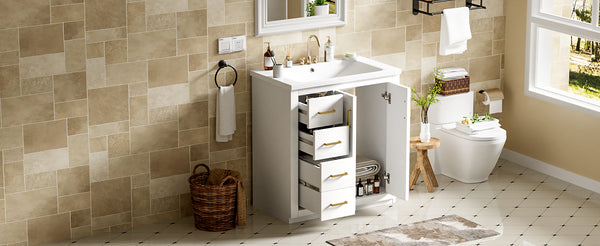 English Elm 30'' Bathroom Vanity With Elegant Ceramic Sink, Solid Wood Frame, Soft-Close Doors & Ample Storage N710P191970K