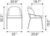 Jambi Dining Chair - Set of 2 Ivory 109965 Zuo Modern